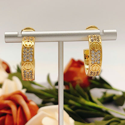[Lumi Jewelery]LOVE 5.5MM DIAMOND PAVED EARRINGS