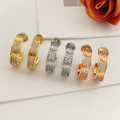 [Lumi Jewelery]LOVE 5.5MM DIAMOND PAVED EARRINGS