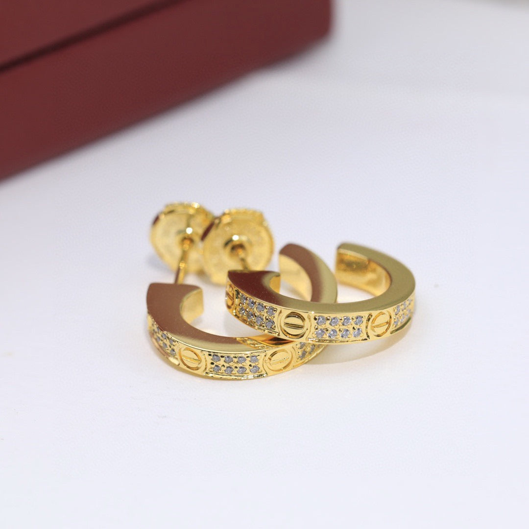 [Lumi Jewelery]LOVE 5.5MM DIAMOND PAVED EARRINGS