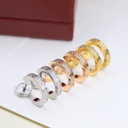 [Lumi Jewelery]LOVE 5.5MM DIAMOND PAVED EARRINGS