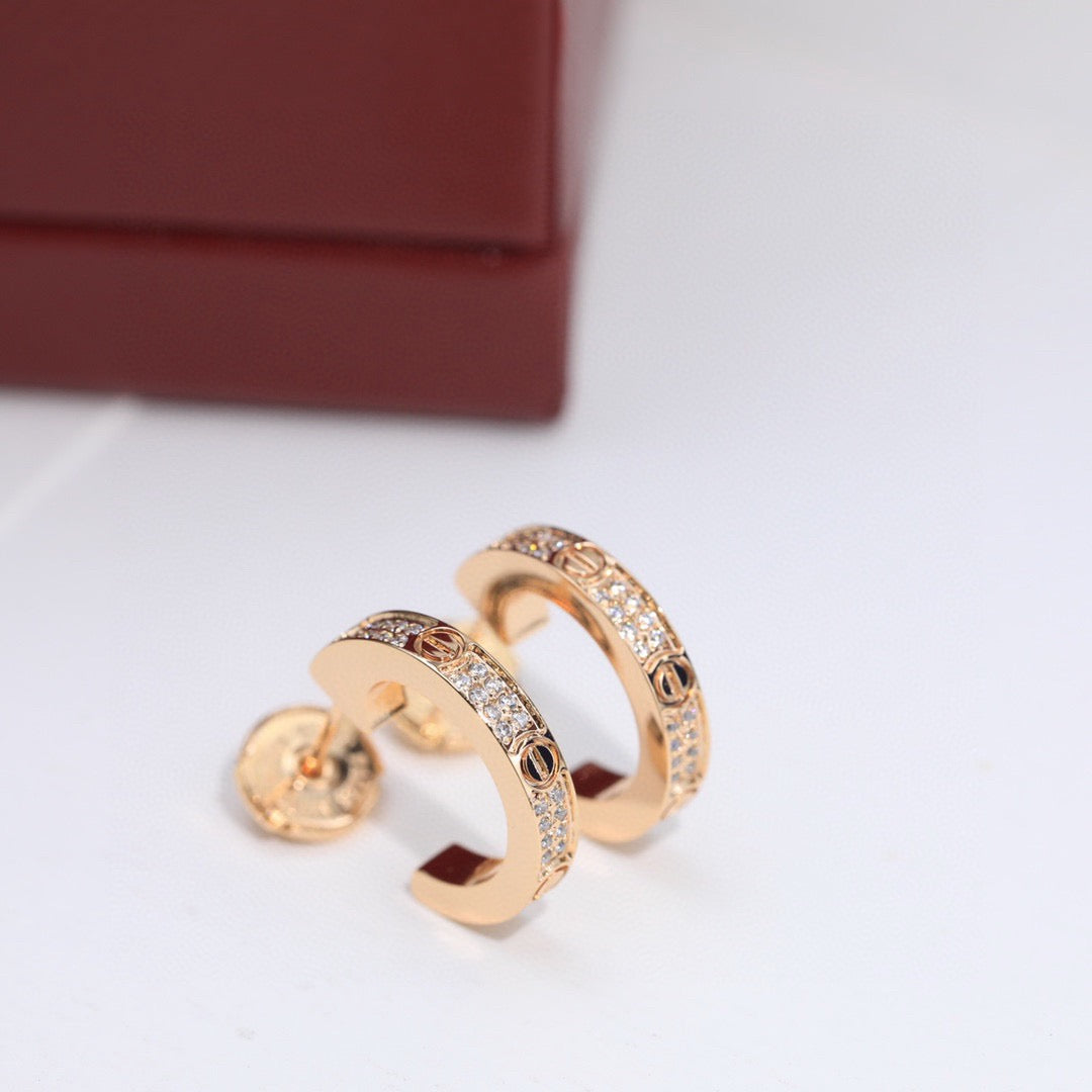 [Lumi Jewelery]LOVE 5.5MM DIAMOND PAVED EARRINGS