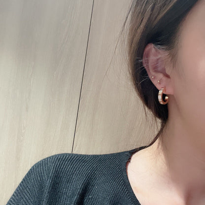 [Lumi Jewelery]LOVE 5.5MM DIAMOND PAVED EARRINGS