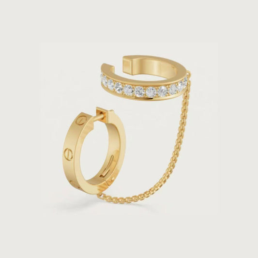 [Lumi Jewelery]LOVE 3.0MM HALF DIAMOND EARRINGS