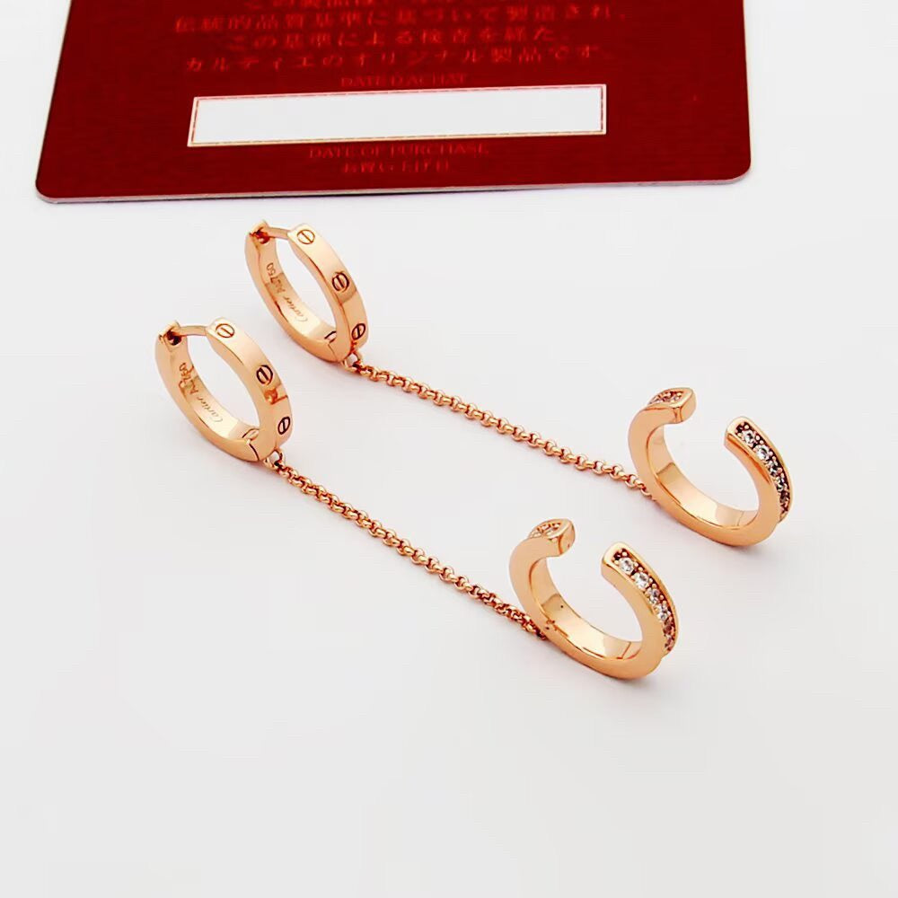 [Lumi Jewelery]LOVE 3.0MM HALF DIAMOND EARRINGS