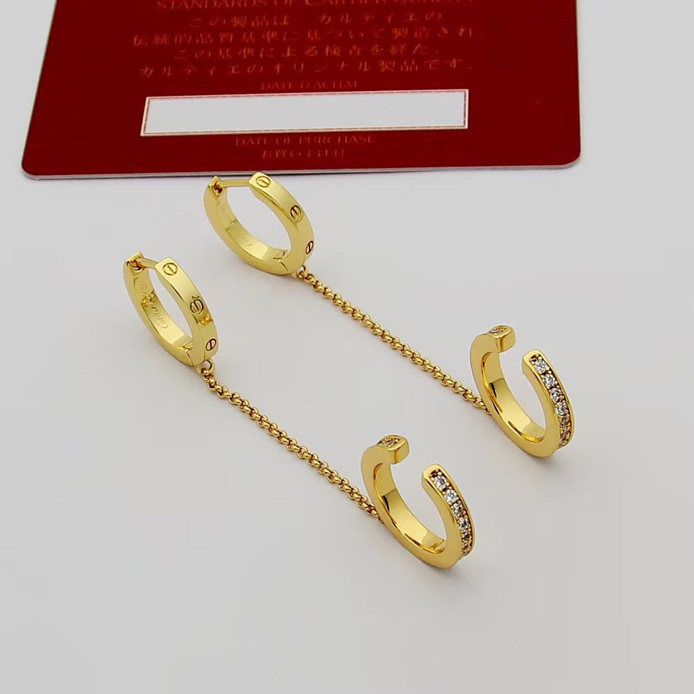 [Lumi Jewelery]LOVE 3.0MM HALF DIAMOND EARRINGS
