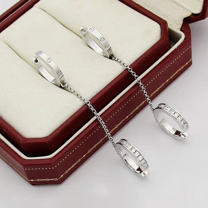[Lumi Jewelery]LOVE 3.0MM HALF DIAMOND EARRINGS
