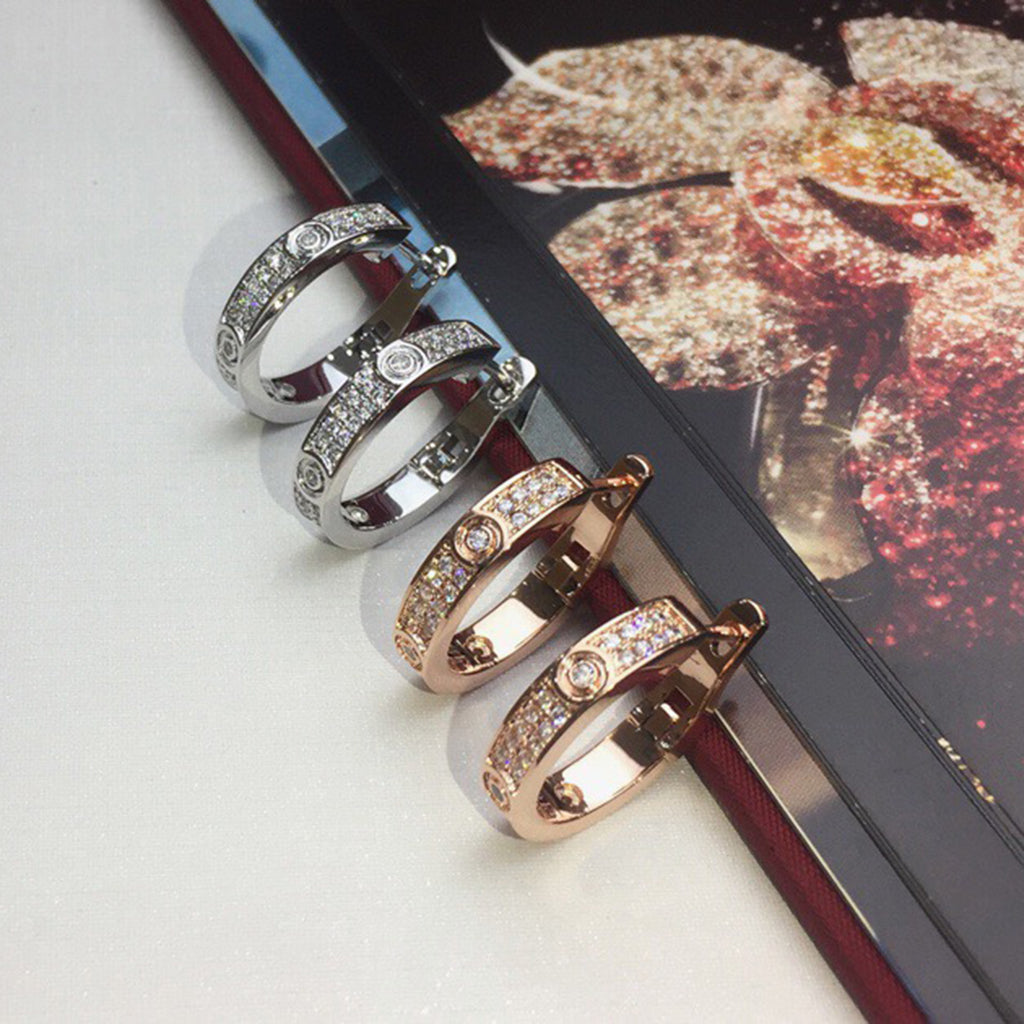 [Lumi Jewelery]LOVE 5.5MM DIAMOND PAVED EARRINGS