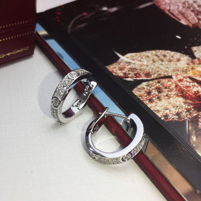 [Lumi Jewelery]LOVE 5.5MM DIAMOND PAVED EARRINGS