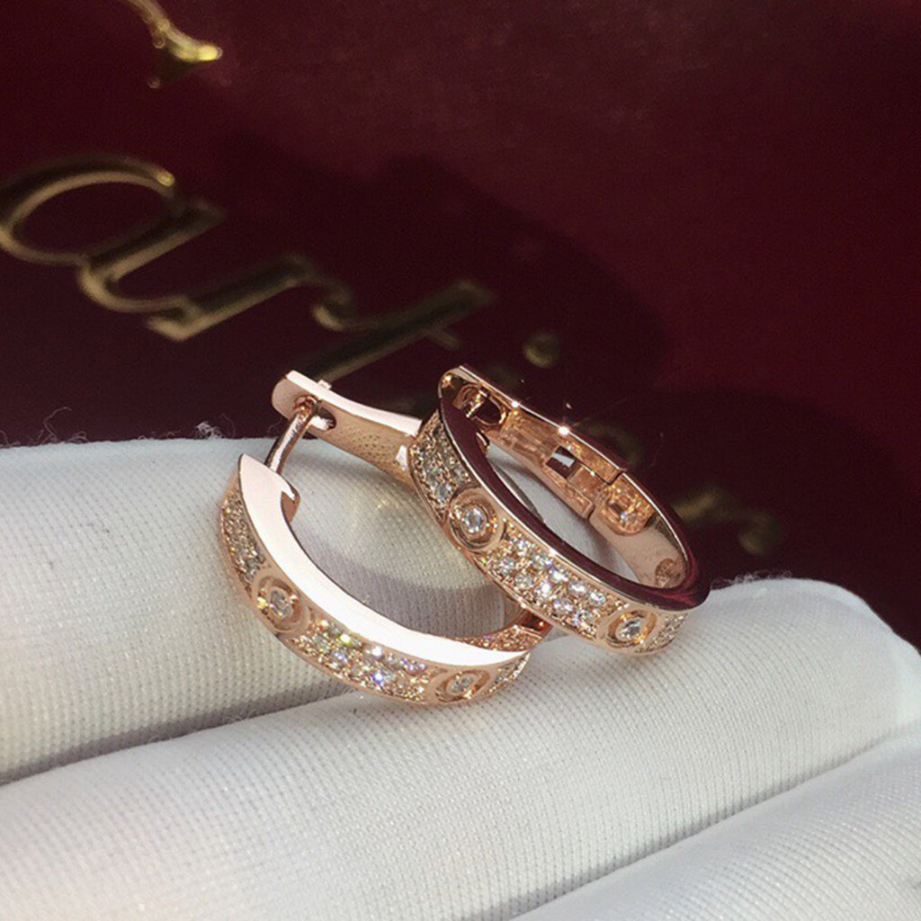 [Lumi Jewelery]LOVE 5.5MM DIAMOND PAVED EARRINGS