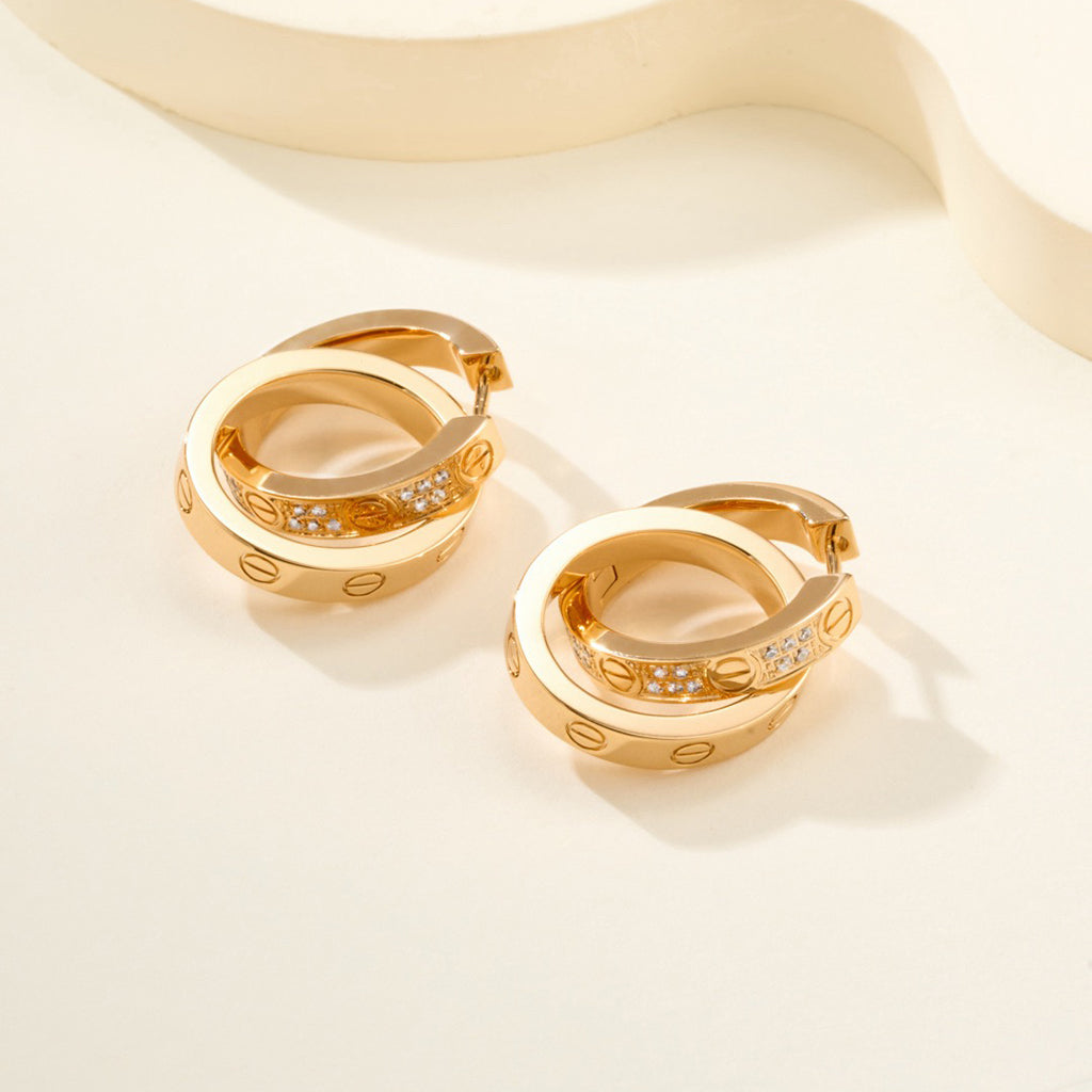 [Lumi Jewelery]LOVE 3.3MM DANGLE HALF DIAMOND EARRINGS