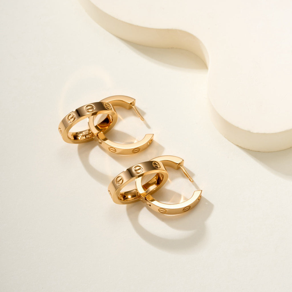 [Lumi Jewelery]LOVE 3.3MM DANGLE HALF DIAMOND EARRINGS