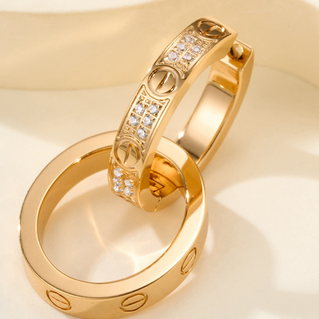 [Lumi Jewelery]LOVE 3.3MM DANGLE HALF DIAMOND EARRINGS