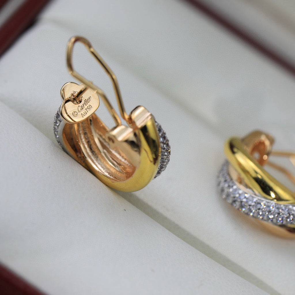[Lumi Jewelery]TRINITY HALF DIAMOND  CLASSIC EARRINGS