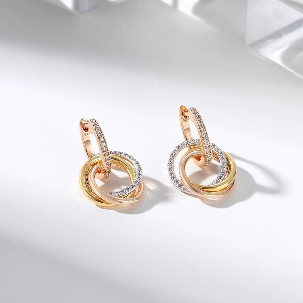 [Lumi Jewelery]TRINITY HALF DIAMOND  EARRINGS
