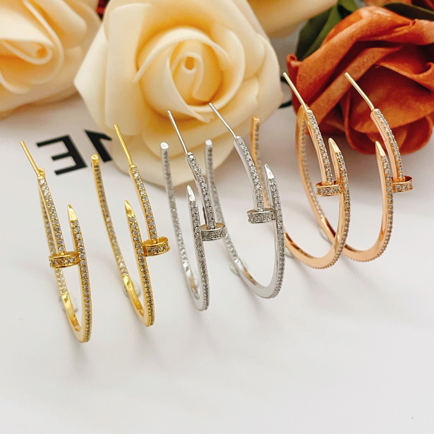 [Lumi Jewelery]JUSTE FULL DIAMOND LARGE EARRINGS