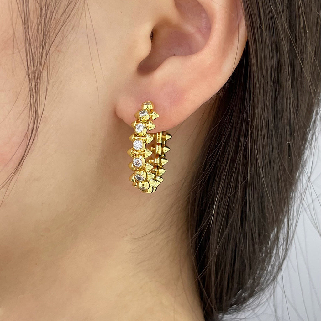 [Lumi Jewelery]CLASH FULL DIAMOND MEDIUM EARRINGS
