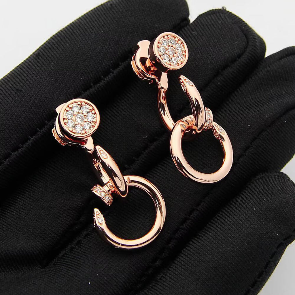 [Lumi Jewelery]JUSTE HALF DIAMOND DOUBLE EARRINGS