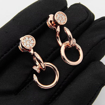 [Lumi Jewelery]JUSTE HALF DIAMOND DOUBLE EARRINGS