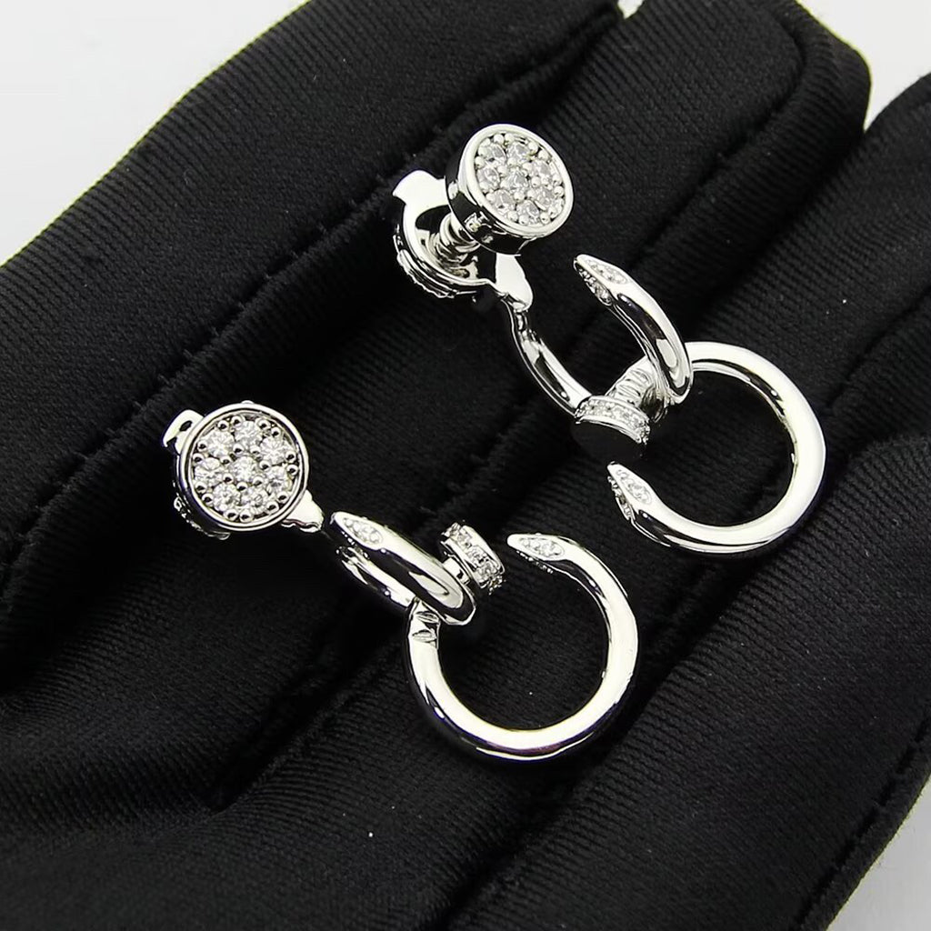 [Lumi Jewelery]JUSTE HALF DIAMOND DOUBLE EARRINGS