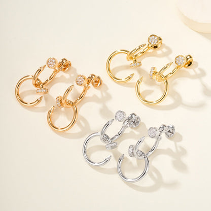 [Lumi Jewelery]JUSTE HALF DIAMOND DOUBLE EARRINGS