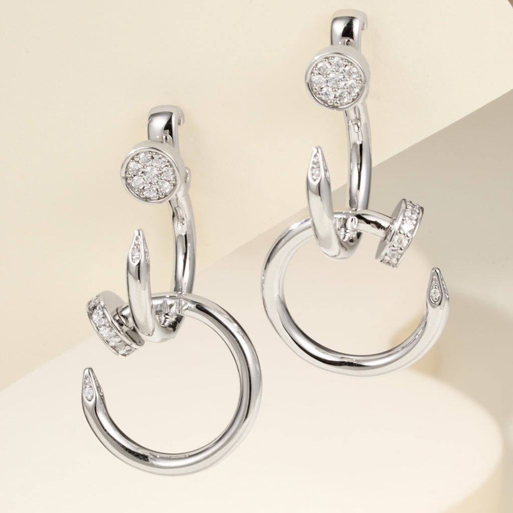 [Lumi Jewelery]JUSTE HALF DIAMOND DOUBLE EARRINGS