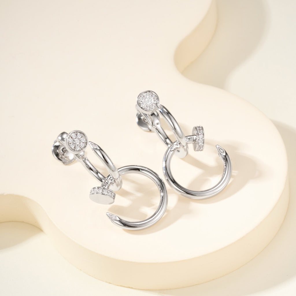 [Lumi Jewelery]JUSTE HALF DIAMOND DOUBLE EARRINGS