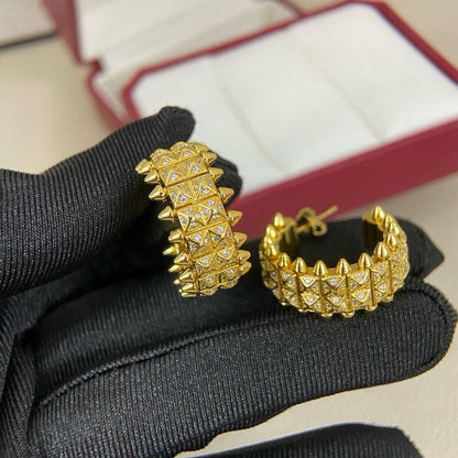 [Lumi Jewelery]CLASH 9.2MM FULL DIAMOND DOUBLE ROW EARRINGS