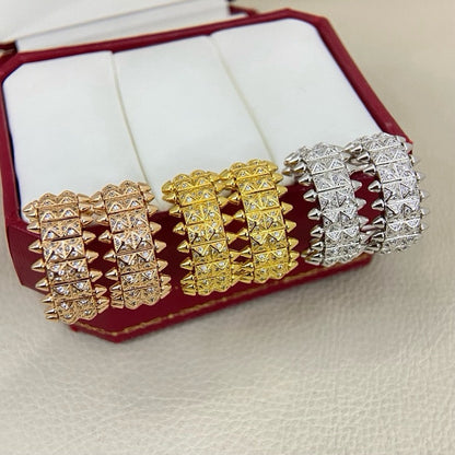 [Lumi Jewelery]CLASH 9.2MM FULL DIAMOND DOUBLE ROW EARRINGS