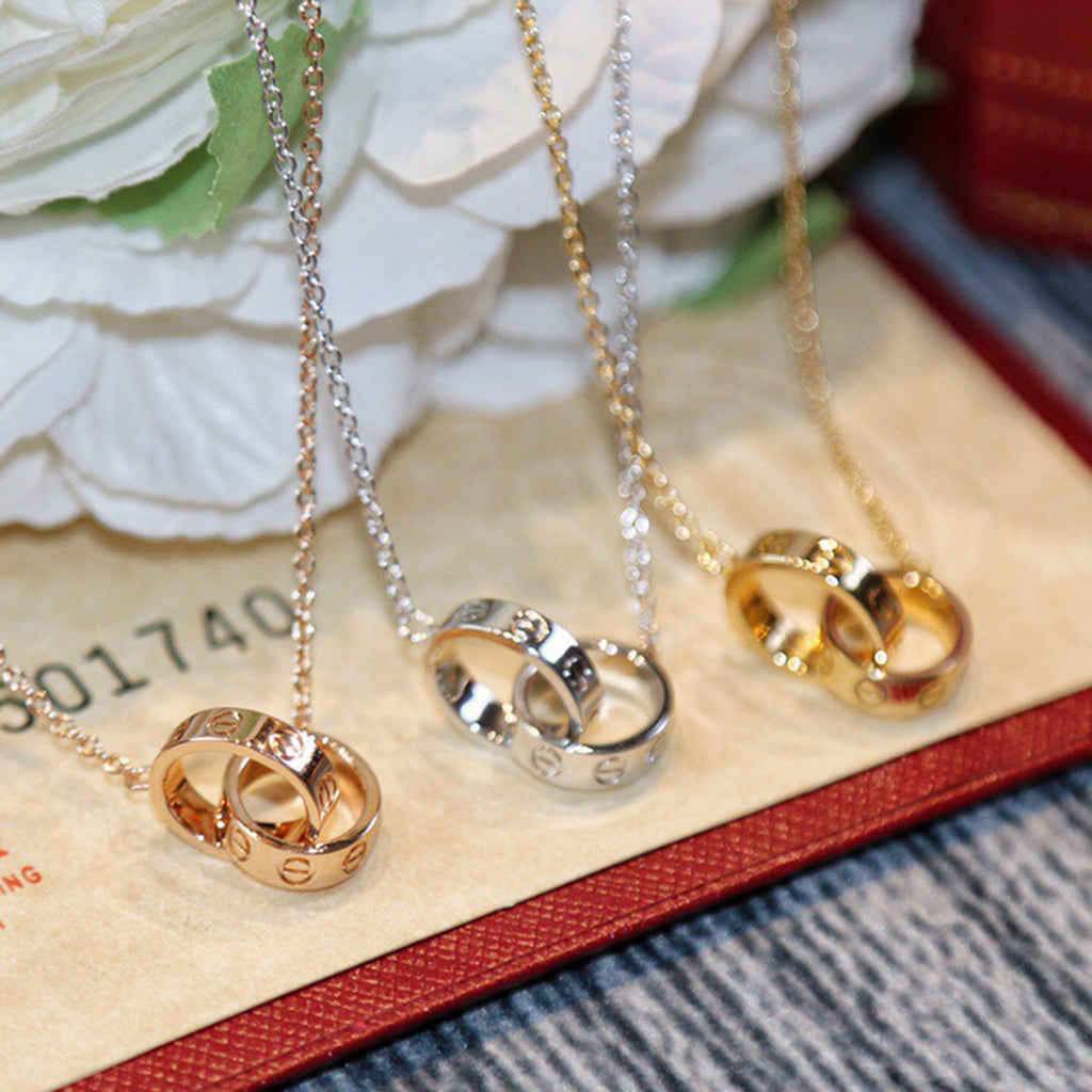 [Lumi Jewelery]LOVE DOUBLE RING NECKLACE