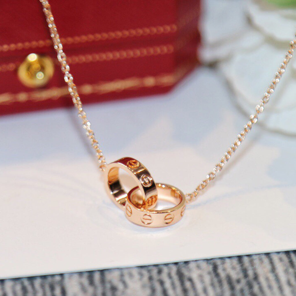 [Lumi Jewelery]LOVE DOUBLE RING NECKLACE