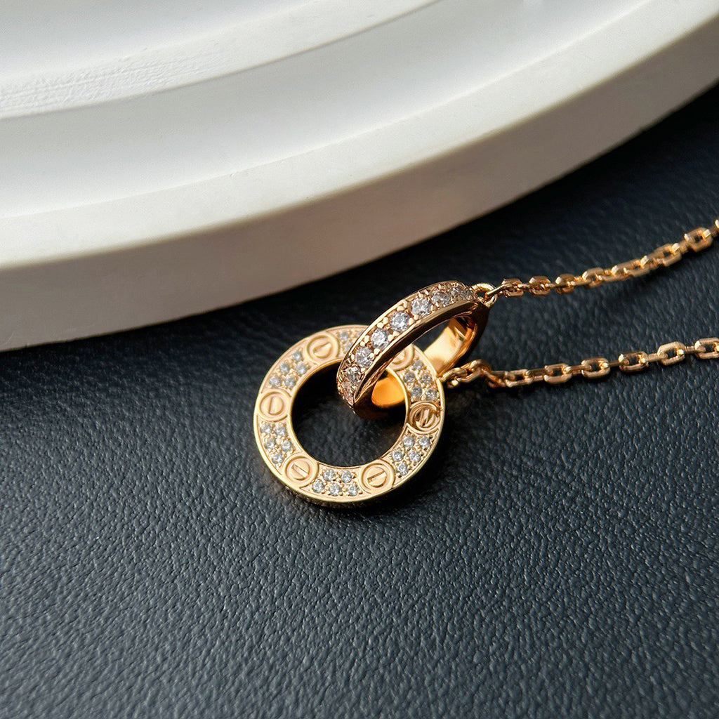 [Lumi Jewelery]LOVE  FULL DIAMOND PENDANT NECKLACE