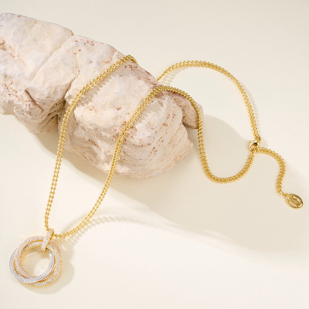 [Lumi Jewelery]TRINITY LARGE FULL DIAMOND  NECKLACE