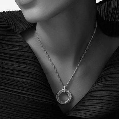 [Lumi Jewelery]TRINITY LARGE FULL DIAMOND  NECKLACE