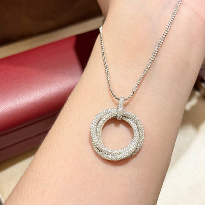 [Lumi Jewelery]TRINITY LARGE FULL DIAMOND  NECKLACE