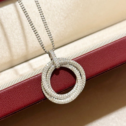 [Lumi Jewelery]TRINITY LARGE FULL DIAMOND  NECKLACE