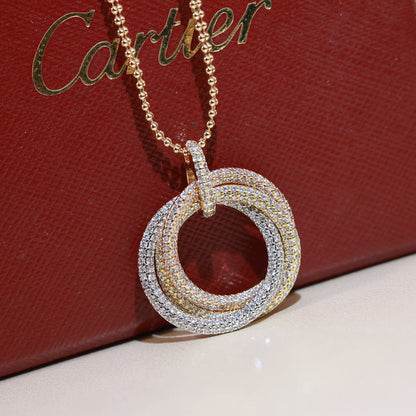 [Lumi Jewelery]TRINITY LARGE FULL DIAMOND  NECKLACE
