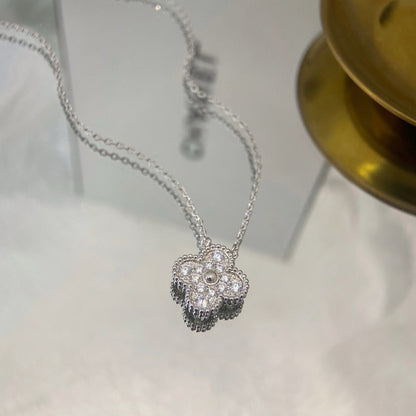[Lumi Jewels]CLOVER 15MM DIAMOND SINGLE FLOWER NECKLACE