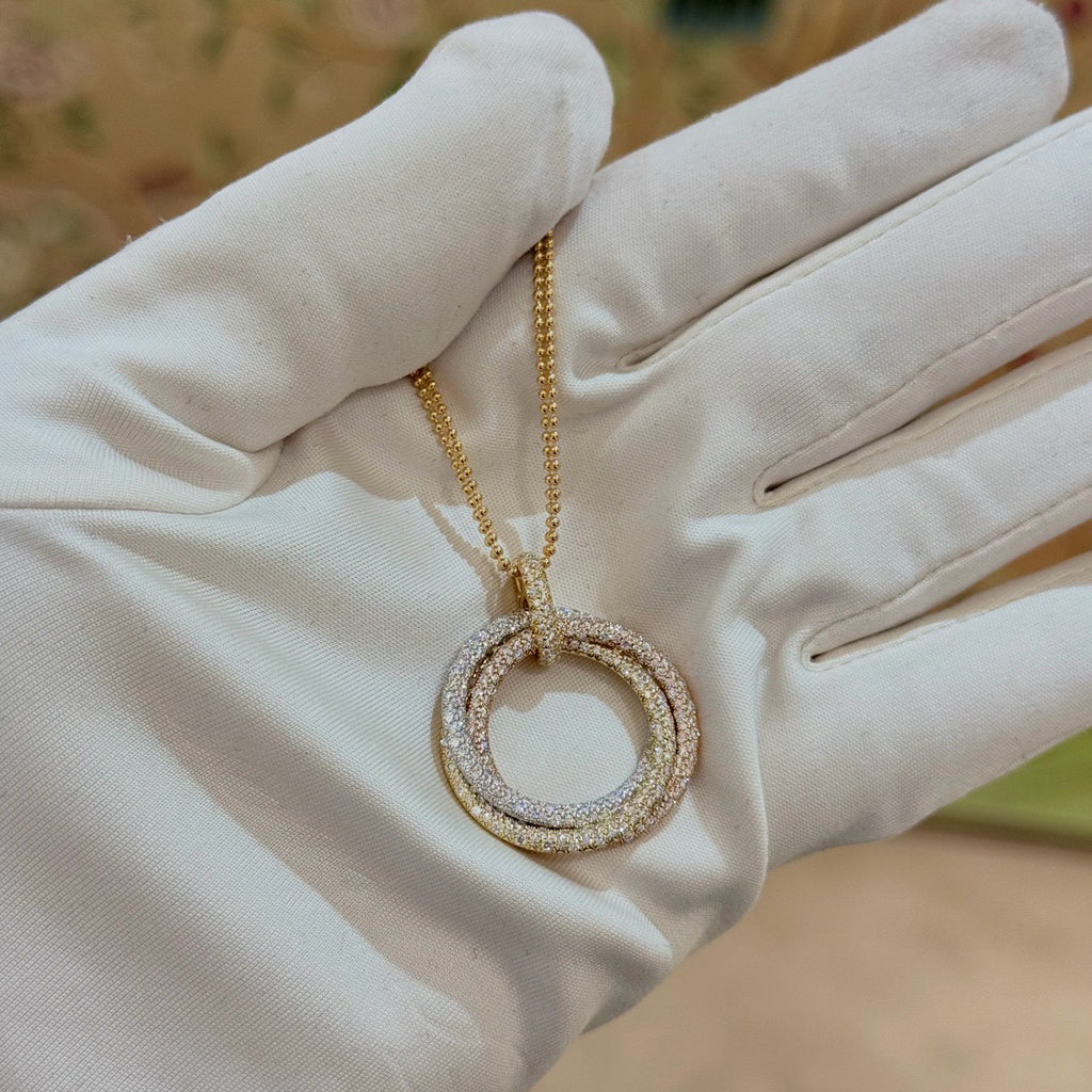 [Lumi Jewelery]TRINITY LARGE FULL DIAMOND  NECKLACE