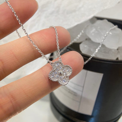 [Lumi Jewels]CLOVER 15MM DIAMOND SINGLE FLOWER NECKLACE