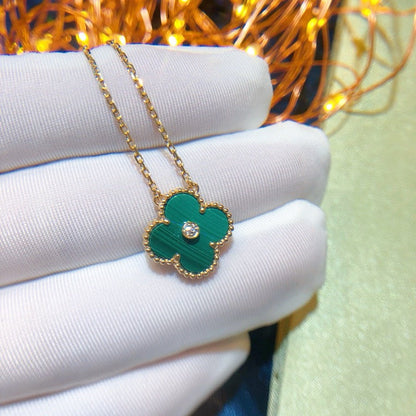 [Lumi Jewels]CLOVER 15MM DIAMOND TURQUOISE NECKLACE