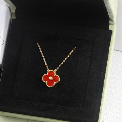 [Lumi Jewels]CLOVER 15MM DIAMOND CARNELIAN NECKLACE