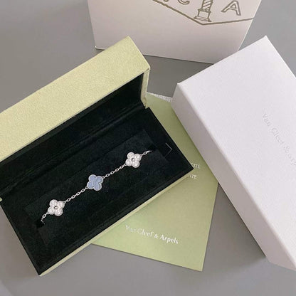 [Lumi Jewels]CLOVER  5 MOTIF DIAMOND PURPLE CHALCEDONY BRACELET SILVER