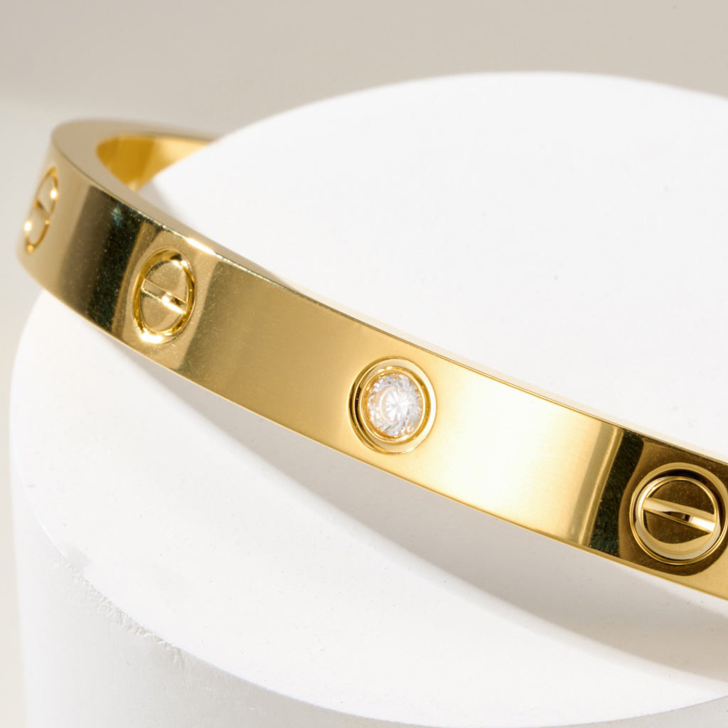 [Lumi Jewelery]LOVE BRACELET 6.1MM 1 DIAMOND OPEN CUFF