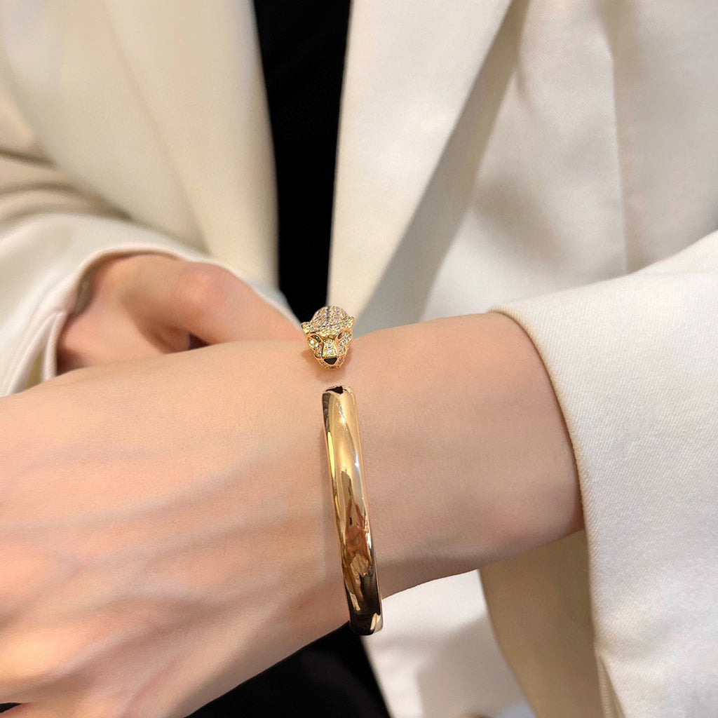 [Lumi Jewelery]PANTHERE HALF DIAMOND OPEN BRACELET
