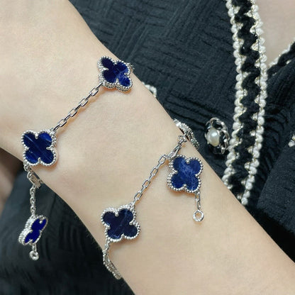 [Lumi Jewels]CLOVER 5 MOTIF PIETERSITE SILVER BRACELET