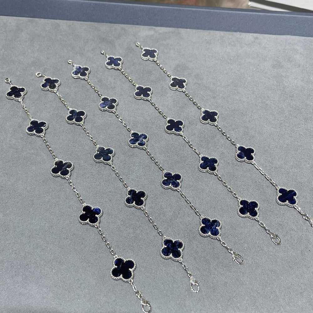 [Lumi Jewels]CLOVER 5 MOTIF PIETERSITE SILVER BRACELET