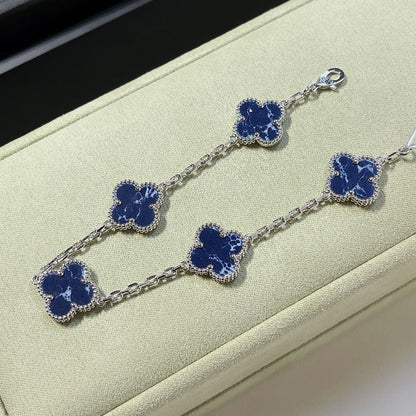 [Lumi Jewels]CLOVER 5 MOTIF PIETERSITE SILVER BRACELET