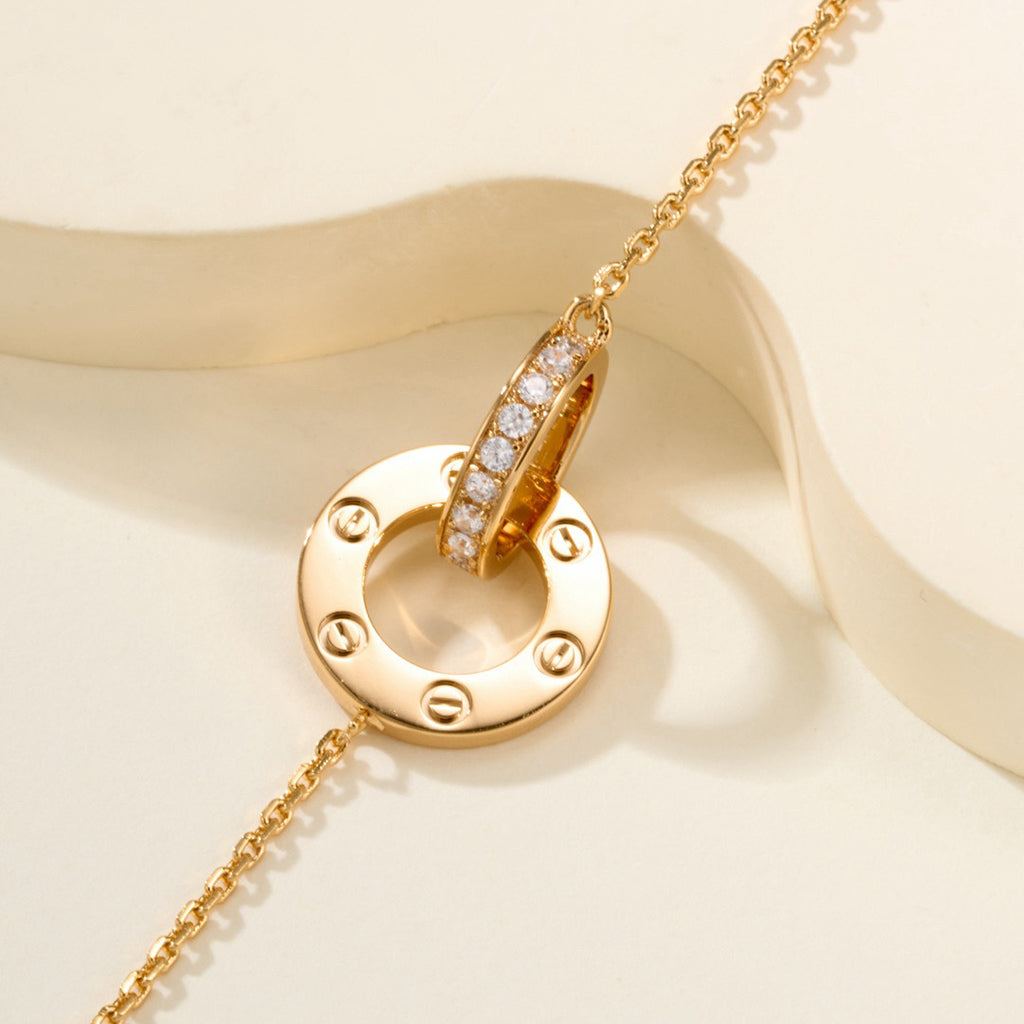 [Lumi Jewelery]LOVE DOUBLE RING FULL DIAMOND BRACELET