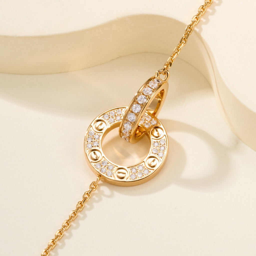 [Lumi Jewelery]LOVE DOUBLE RING FULL DIAMOND BRACELET