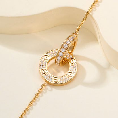 [Lumi Jewelery]LOVE DOUBLE RING FULL DIAMOND BRACELET